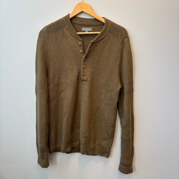 L.L. Bean Other - L.L. Bean Signature Men's Medium Henley Sweater Khaki Green Cotton